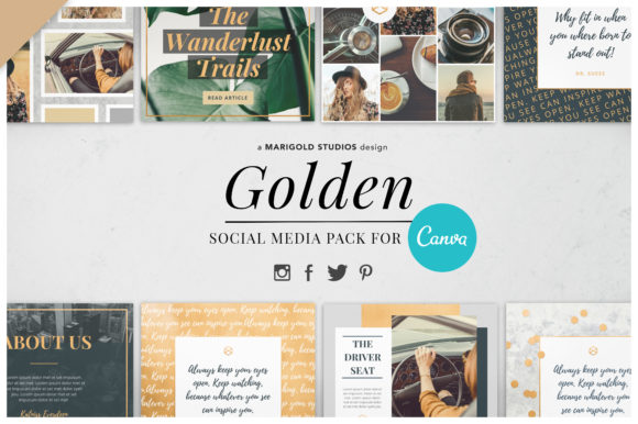Download Canva &amp; PPT | Golden Social Media - Social Collection