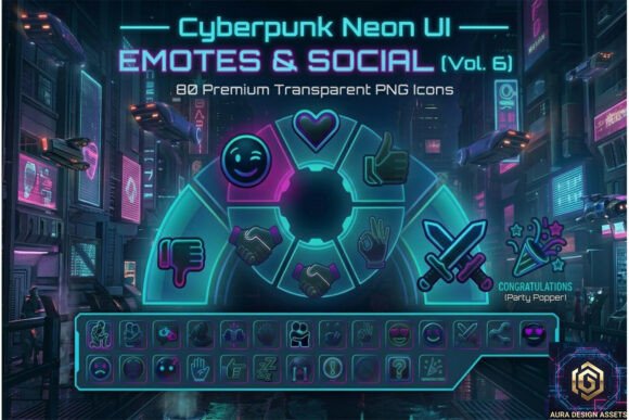 Download Cyberpunk Neon UI — EMOTES &amp; SOCIAL Vol. - Social Collection